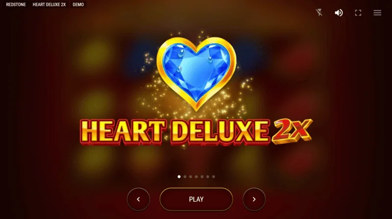 Heart Deluxe 2x - spēļu automāta galvenā izvēlne un sākuma ekrāns